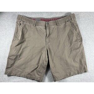 Swiss Tech Mens Shorts Size 44 Dove Tan Khaki Stretch Cotton Utility Casual